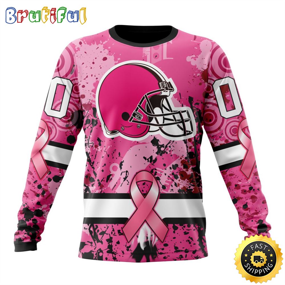 Sportswearmerch Cleveland Browns NFL Crewneck Breast Cancer Personalized Sweater For Fan