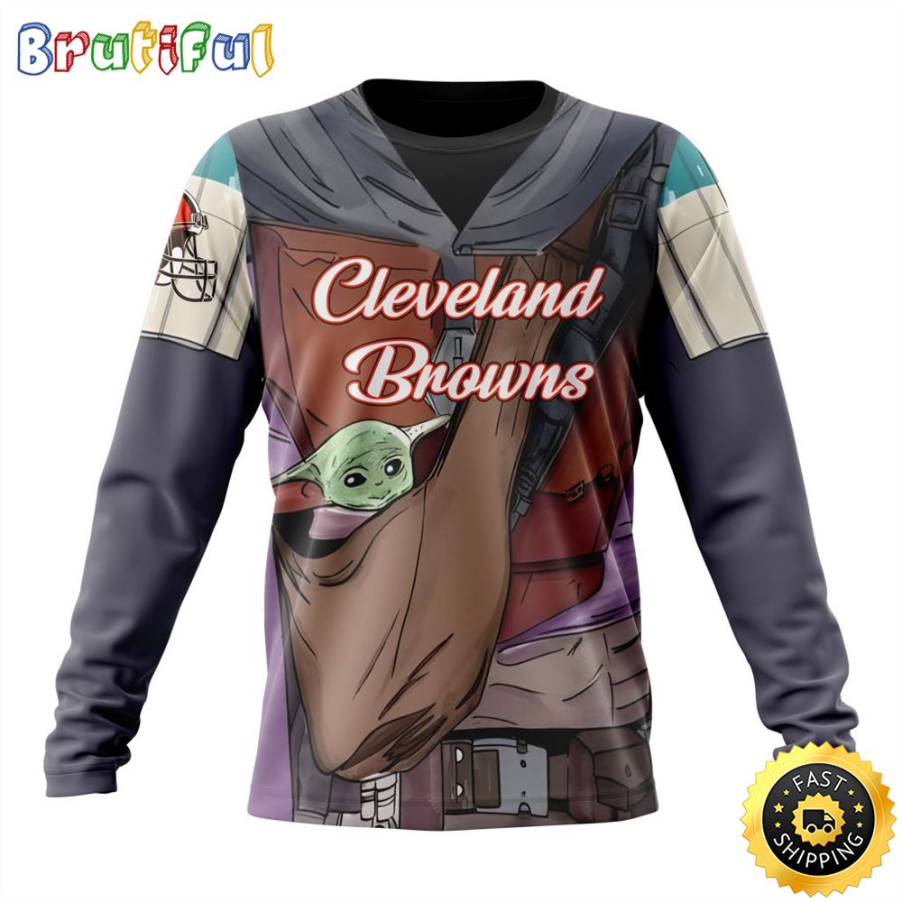 Sportswearmerch Cleveland Browns NFL Crewneck Mandalorian And Baby Yoda Personalized Sweater For Fan