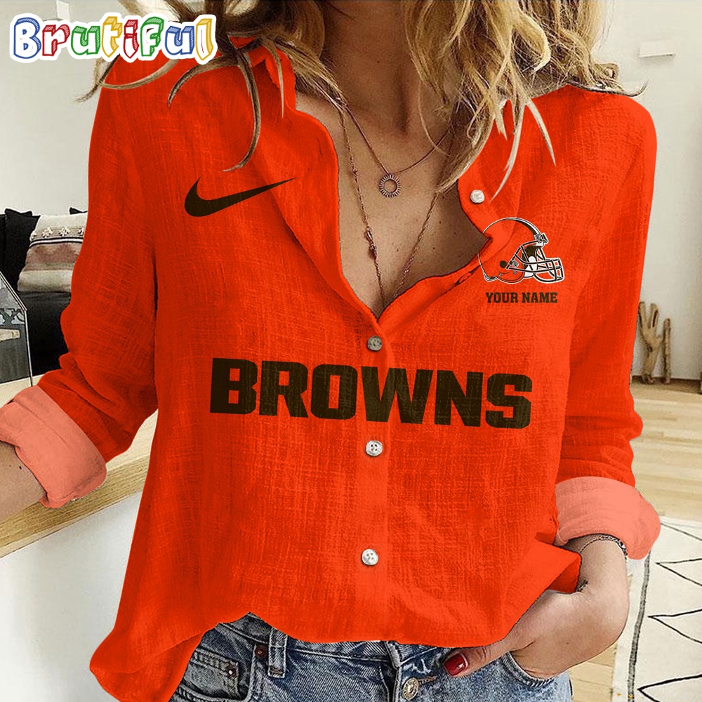 Sportswearmerch Cleveland Browns NFL Custom Women's Casual Shirt For Fan