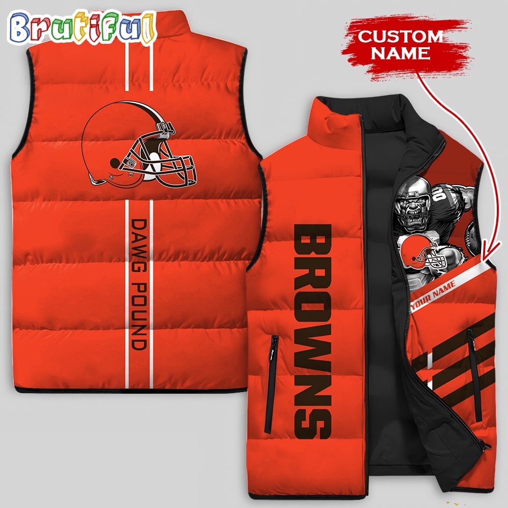 Sportswearmerch Cleveland Browns NFL Damn Right Sleeveless Down Puffer Jacket For Fan