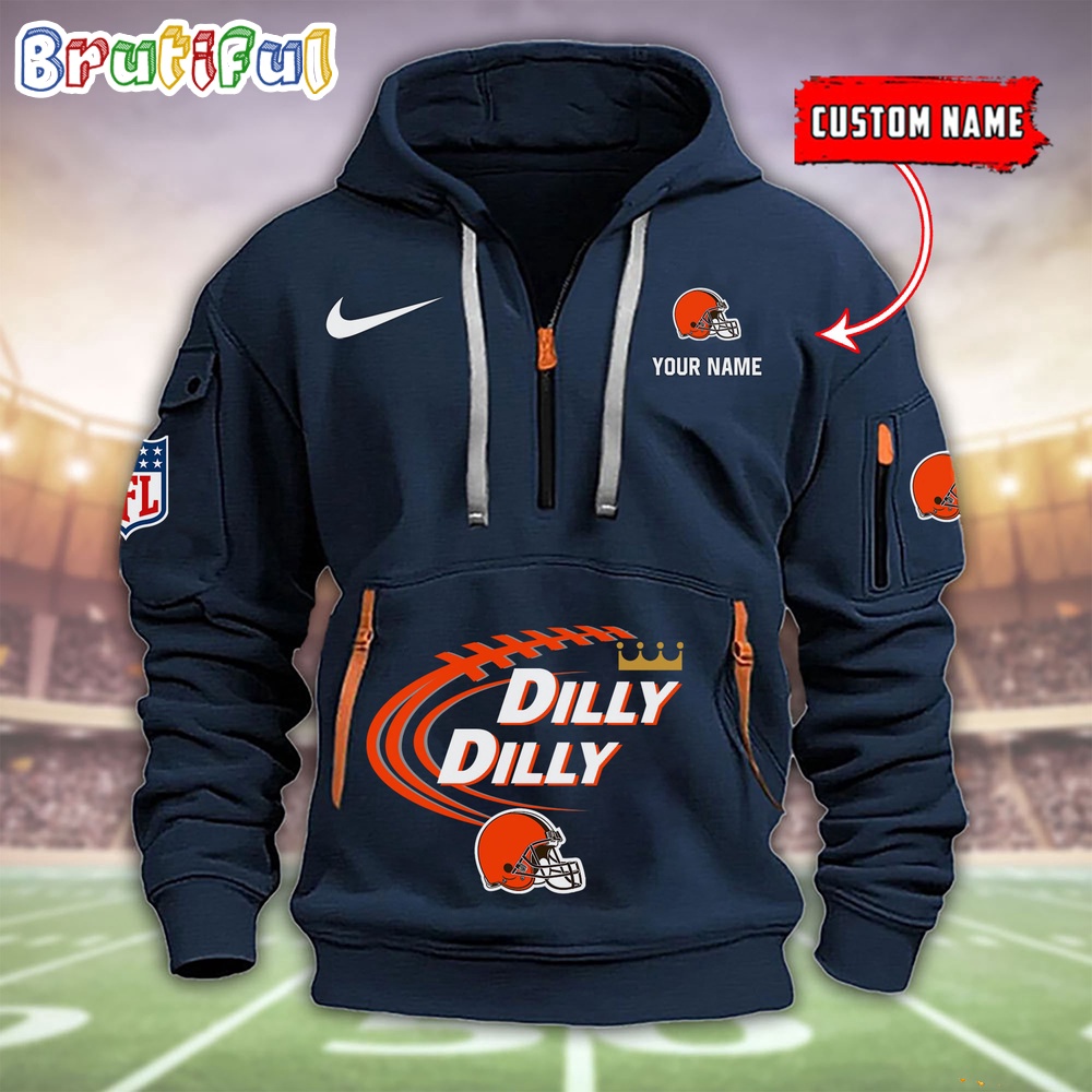 Sportswearmerch Cleveland Browns NFL Dilly Dilly Football Half Zip Hoodie For Fan