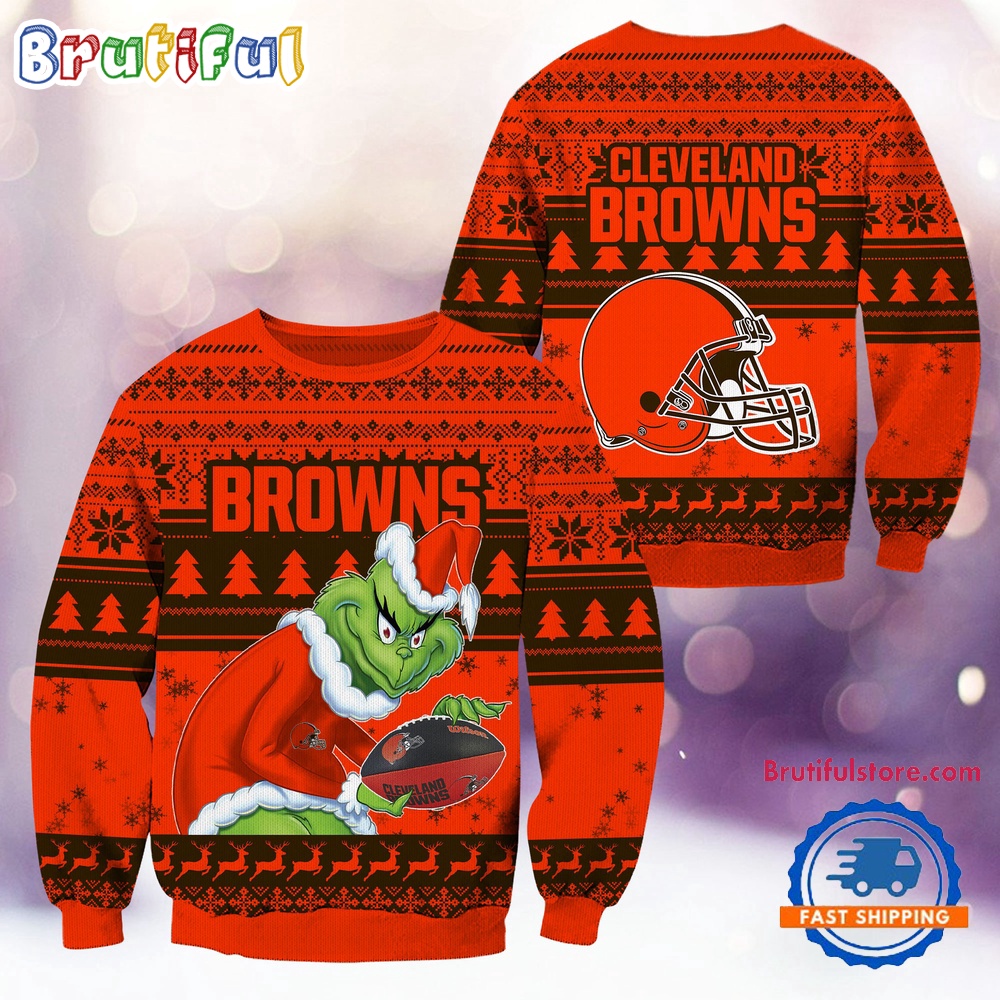 Sportswearmerch Cleveland Browns NFL Football Grinch Christmas Sweater For Fan