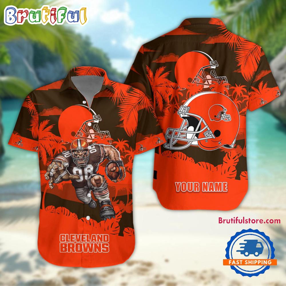 Sportswearmerch Cleveland Browns NFL Football Mascot Summer Personalized Hawaiian Shirt For Fan