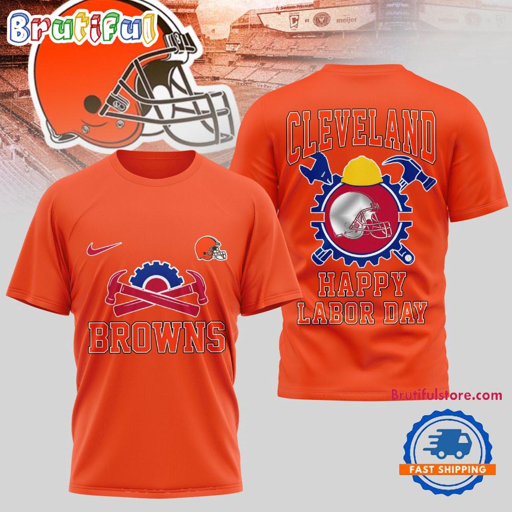 Sportswearmerch Cleveland Browns NFL Happy Labor Day 2025 Uniesx 3D Shirt For Fan