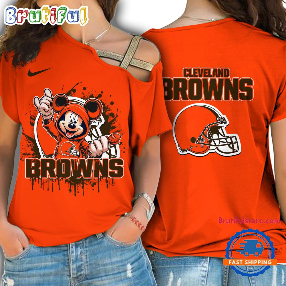 Sportswearmerch Cleveland Browns NFL Mickey Mouse Strapless Sleeve Short For Fan