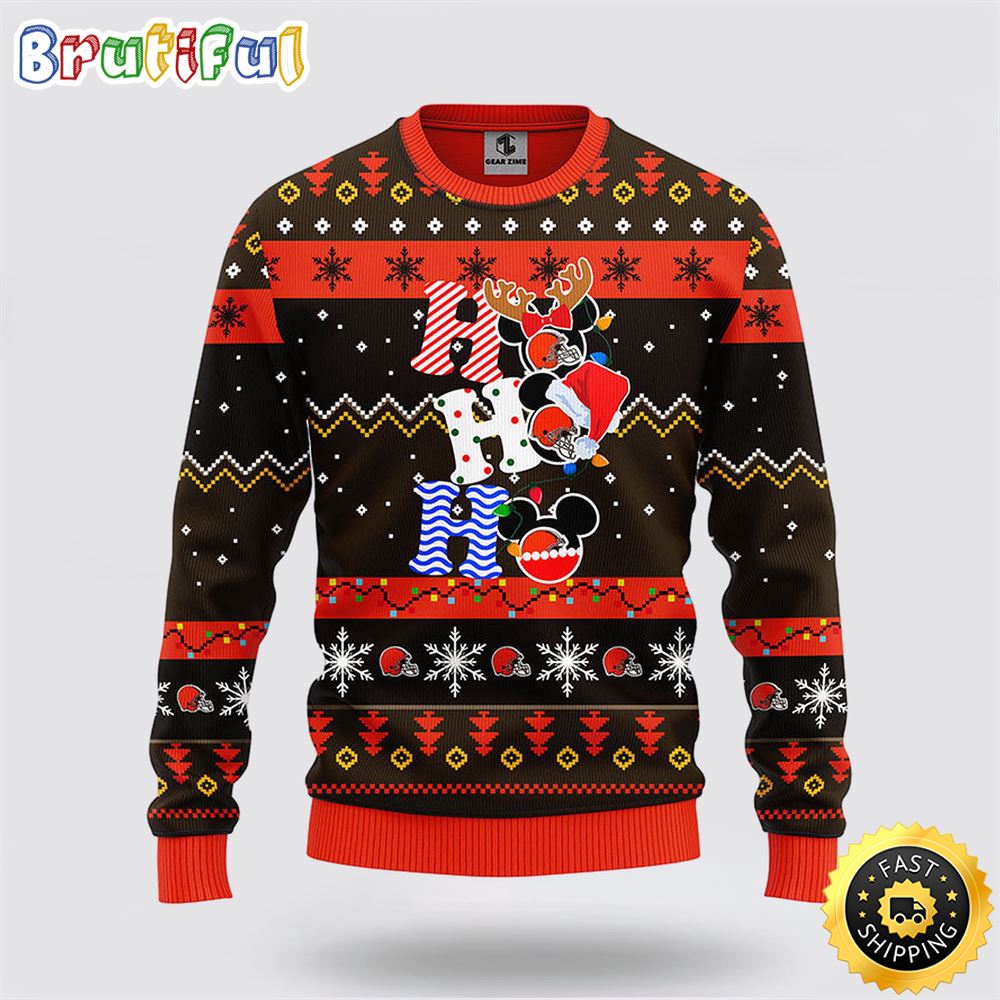 Sportswearmerch Cleveland Browns NFL Mickey Ugly Christmas Sweater For Fan