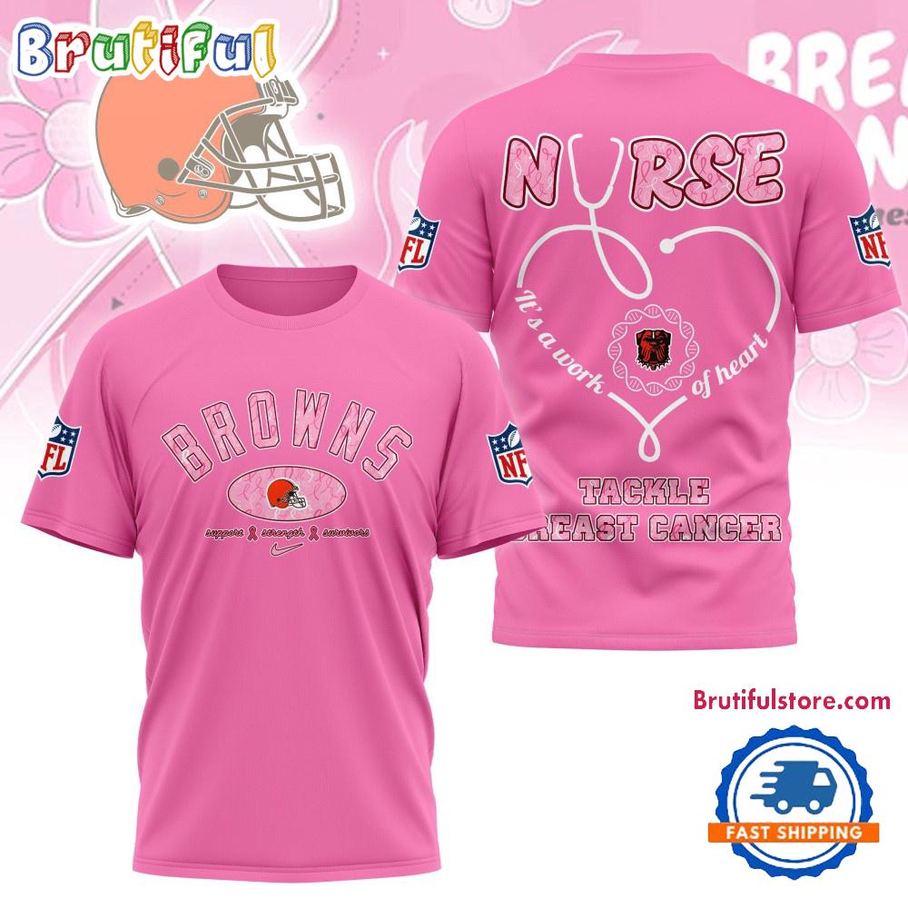 Sportswearmerch Cleveland Browns NFL Nurse Breast Cancer Awareness T-shirt For Fan