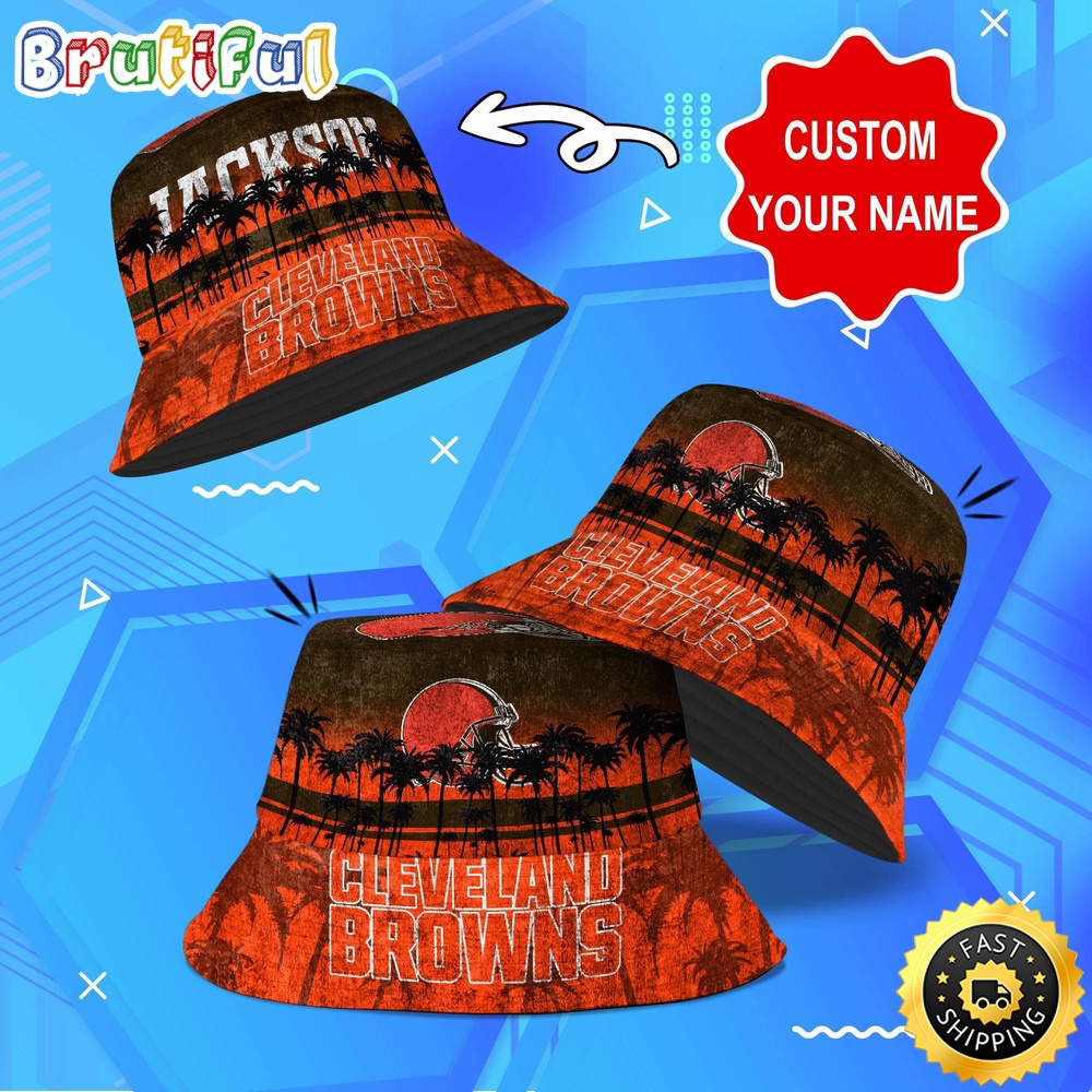 Sportswearmerch Cleveland Browns NFL Palm Tree Personalized Bucket Hat For Fan