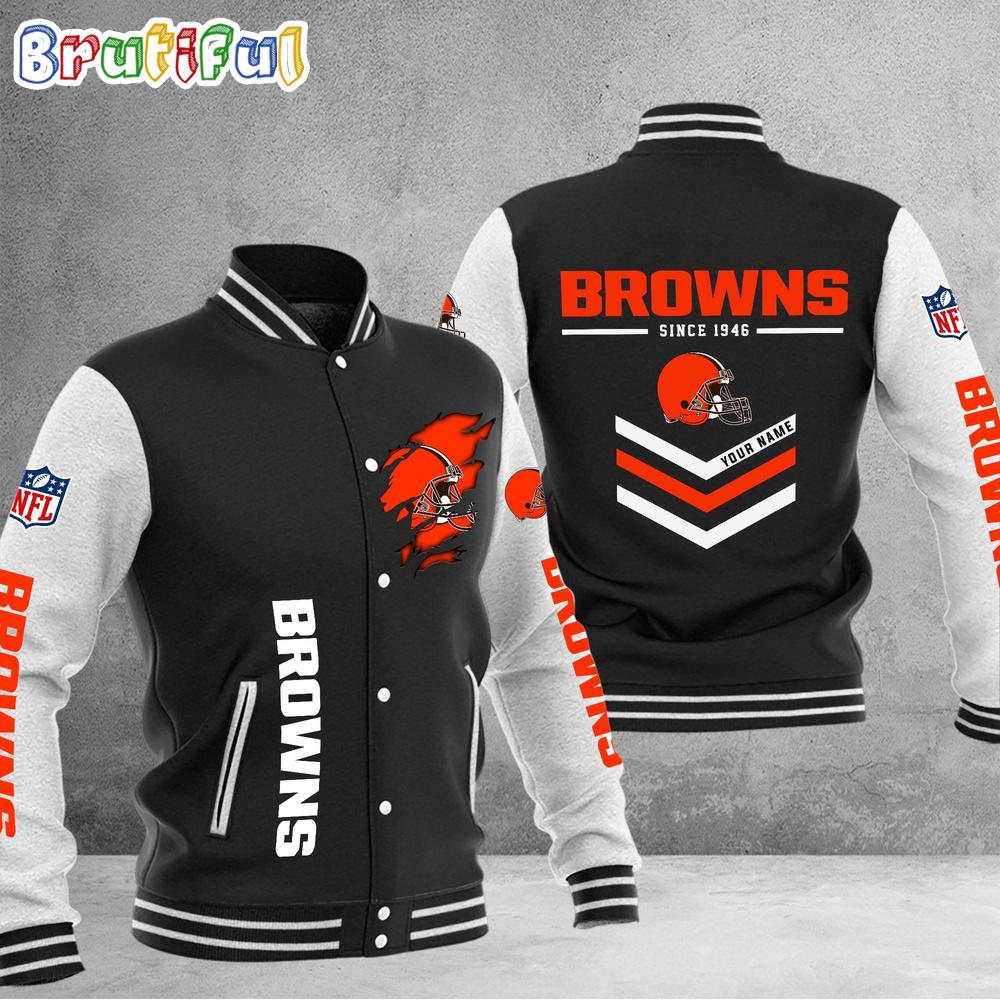 Sportswearmerch Cleveland Browns NFL Personalized Baseball Jacket For Fan