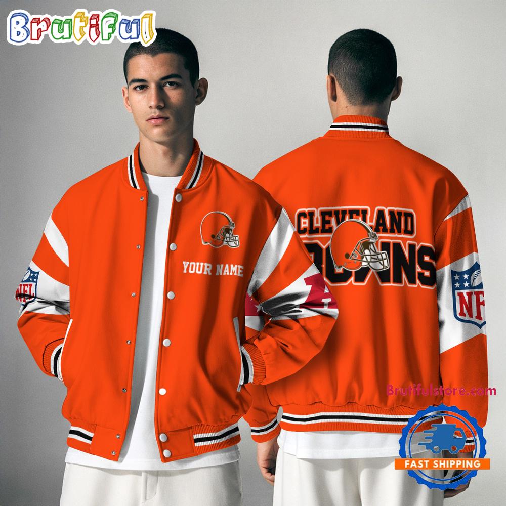 Sportswearmerch Cleveland Browns NFL Personalized Baseball Jacket For Fan