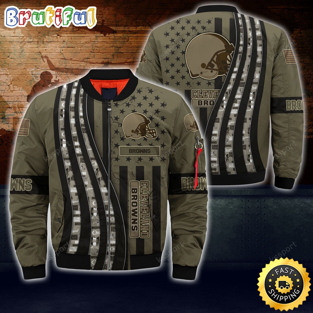 Sportswearmerch Cleveland Browns NFL Personalized Bomber Jacket For Fan
