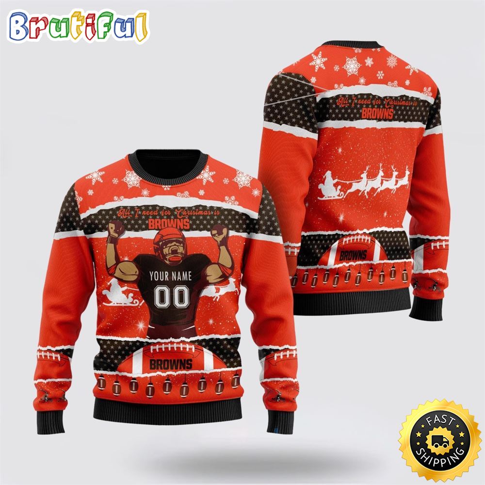 Sportswearmerch Cleveland Browns NFL Personalized Christmas Sweater For Fan
