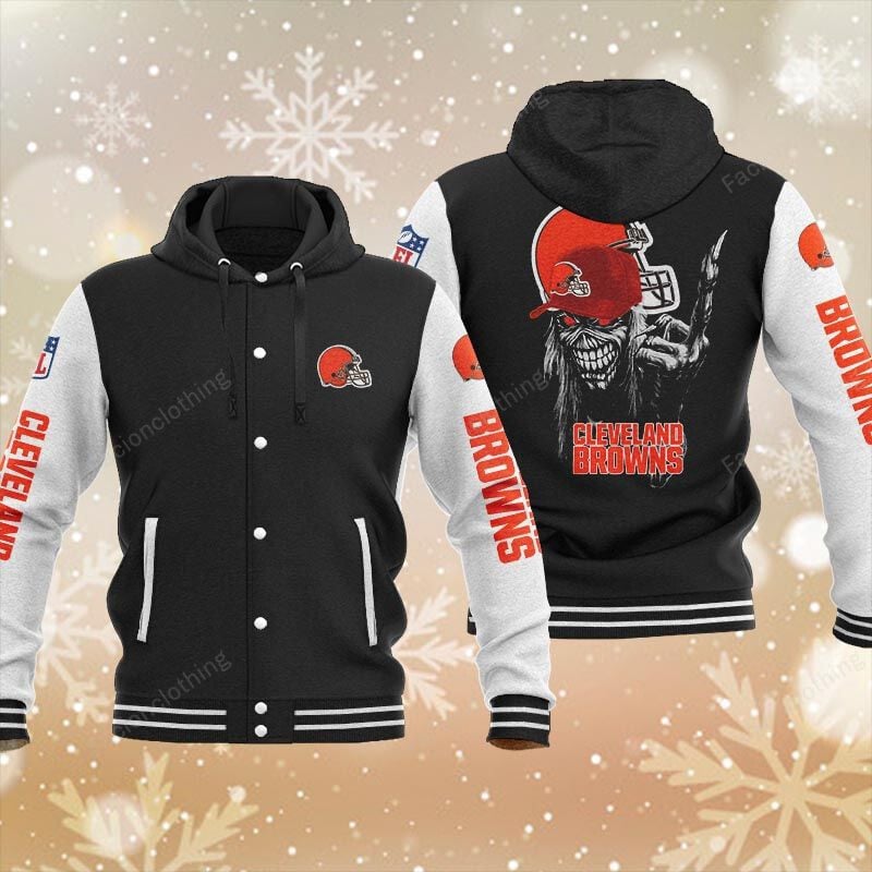 Sportswearmerch Cleveland Browns NFL Personalized Hooded Baseball Jacket For Fan