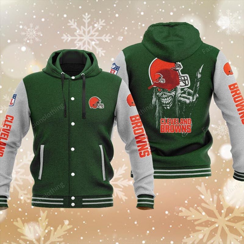 Sportswearmerch Cleveland Browns NFL Personalized Hooded Baseball Jacket For Fan
