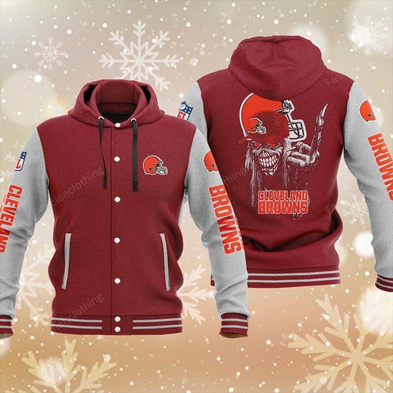 Sportswearmerch Cleveland Browns NFL Personalized Hooded Baseball Jacket For Fan