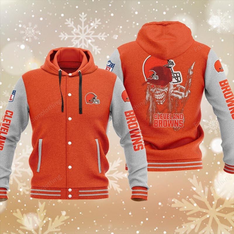Sportswearmerch Cleveland Browns NFL Personalized Hooded Baseball Jacket For Fan