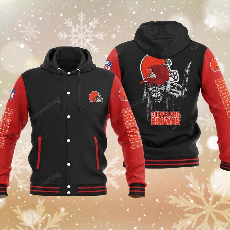 Sportswearmerch Cleveland Browns NFL Personalized Hooded Baseball Jacket For Fan