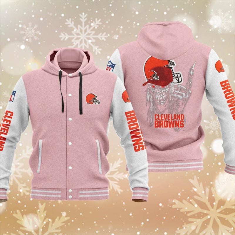 Sportswearmerch Cleveland Browns NFL Personalized Hooded Baseball Jacket For Fan