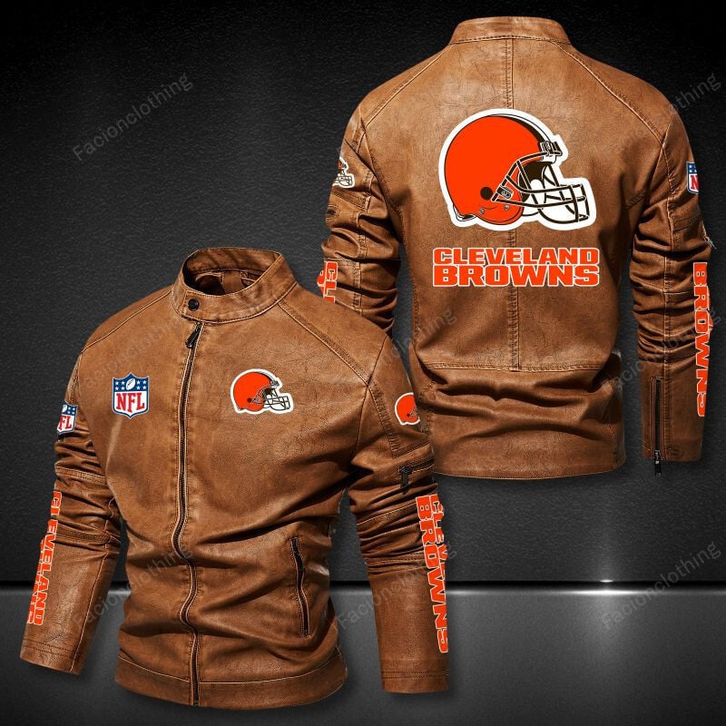 Sportswearmerch Cleveland Browns NFL Personalized Leather Bomber For Fan