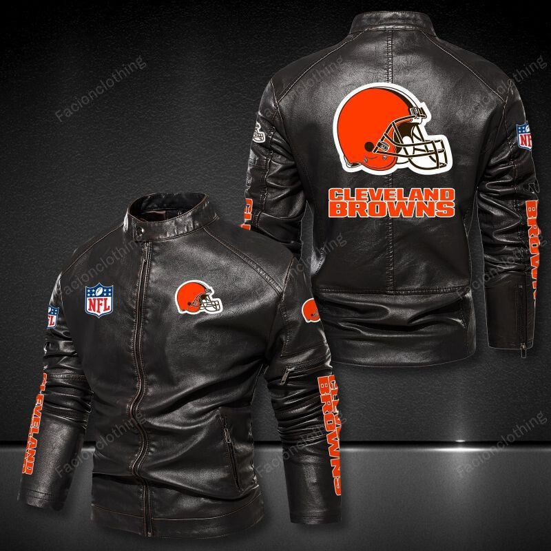 Sportswearmerch Cleveland Browns NFL Personalized Leather Bomber For Fan