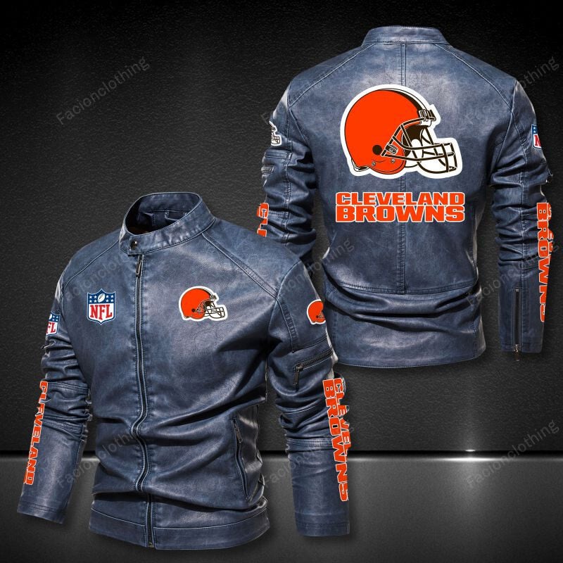 Sportswearmerch Cleveland Browns NFL Personalized Leather Bomber For Fan