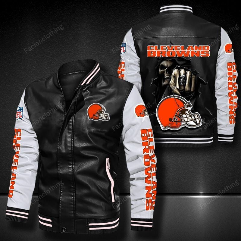 Sportswearmerch Cleveland Browns NFL Personalized Leather Bomber For Fan