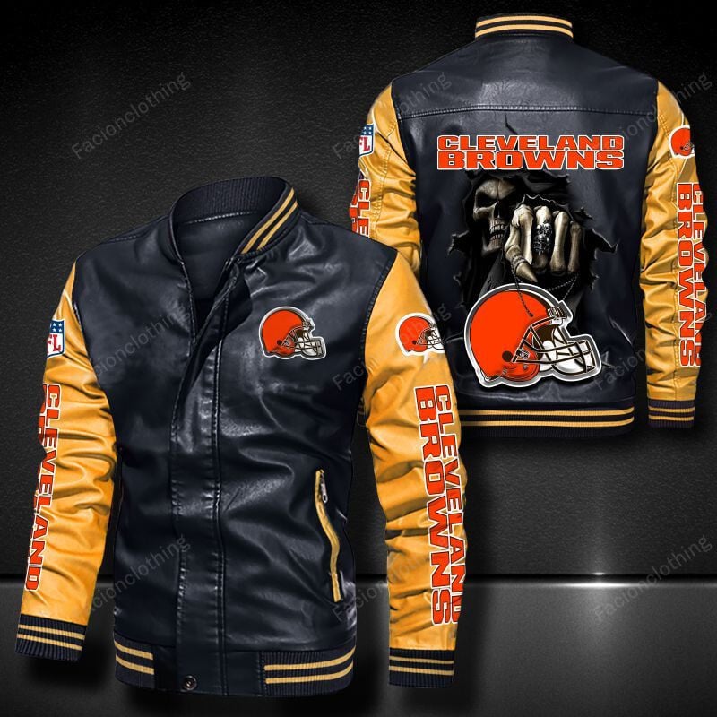 Sportswearmerch Cleveland Browns NFL Personalized Leather Bomber For Fan
