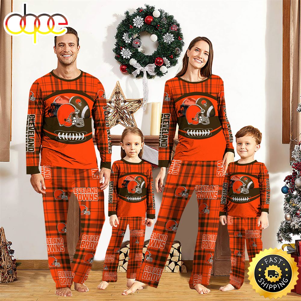 Sportswearmerch Cleveland Browns NFL Personalized Pajamas Family For Fan