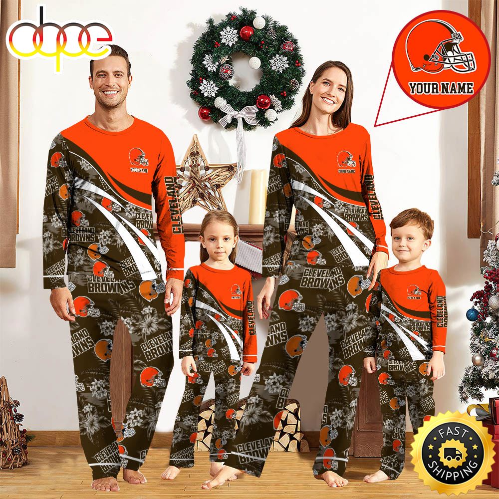 Sportswearmerch Cleveland Browns NFL Personalized Pajamas Family For Fan