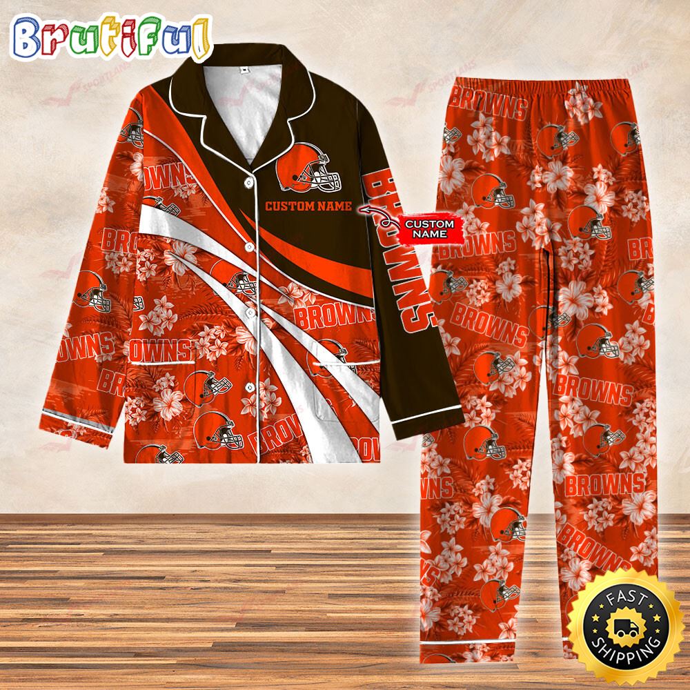 Sportswearmerch Cleveland Browns NFL Personalized Pajamas Set For Fan