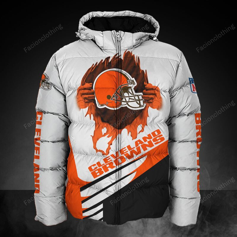 Sportswearmerch Cleveland Browns NFL Personalized Puffer Jacket For Fan