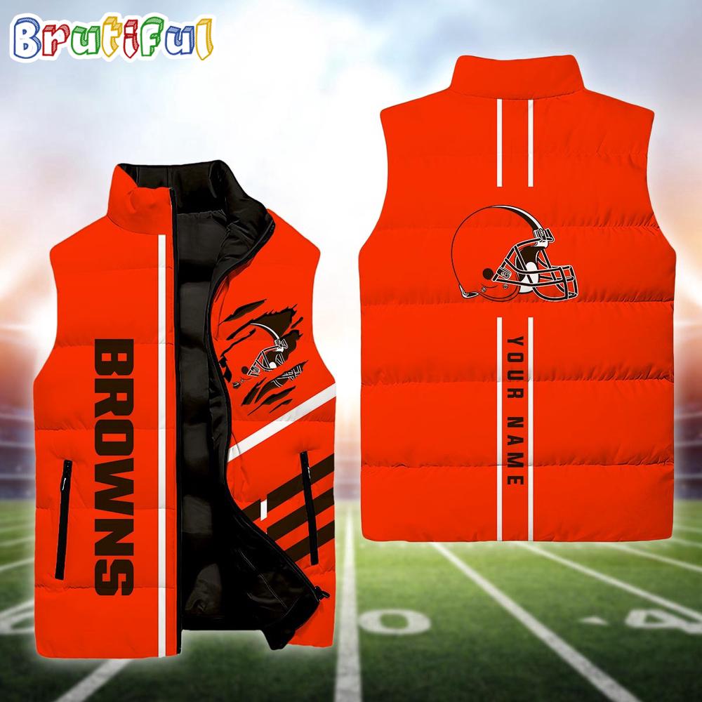 Sportswearmerch Cleveland Browns NFL Personalized Sleeveless Down Puffer Jacket For Fan