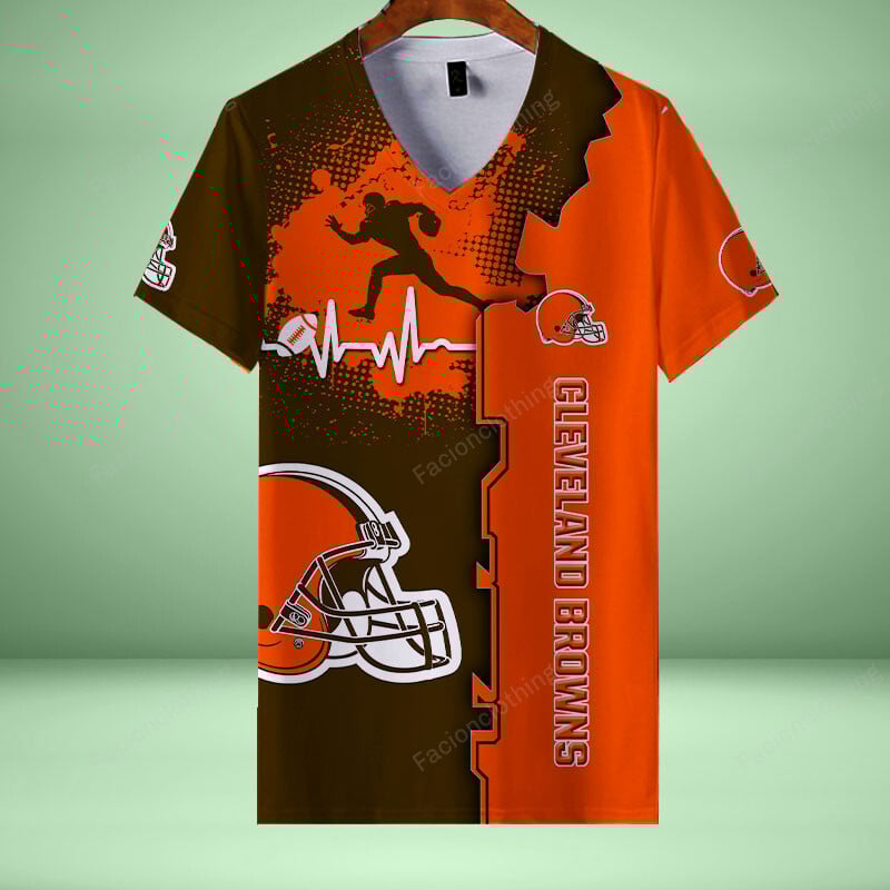 Sportswearmerch Cleveland Browns NFL Personalized V-neck Women T-shirt For Fan
