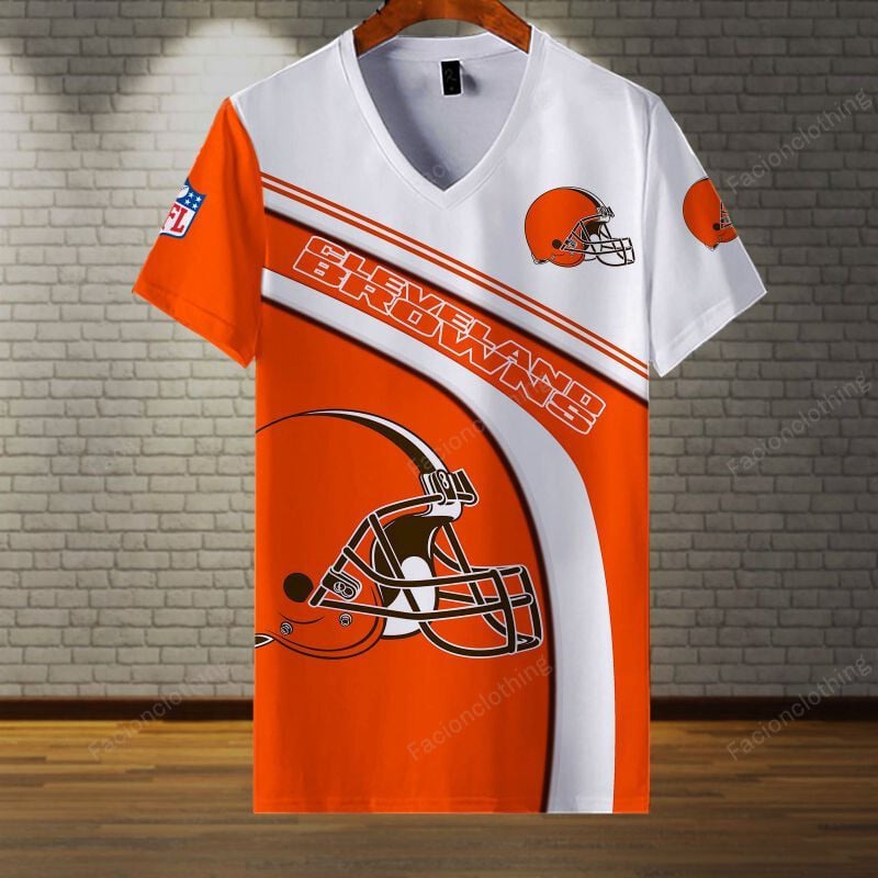 Sportswearmerch Cleveland Browns NFL Personalized V-neck Women T-shirt For Fan