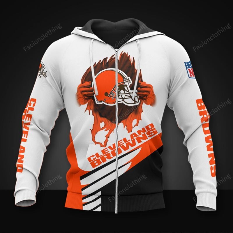 Sportswearmerch Cleveland Browns NFL Personalized Zip Hoodie For Fan