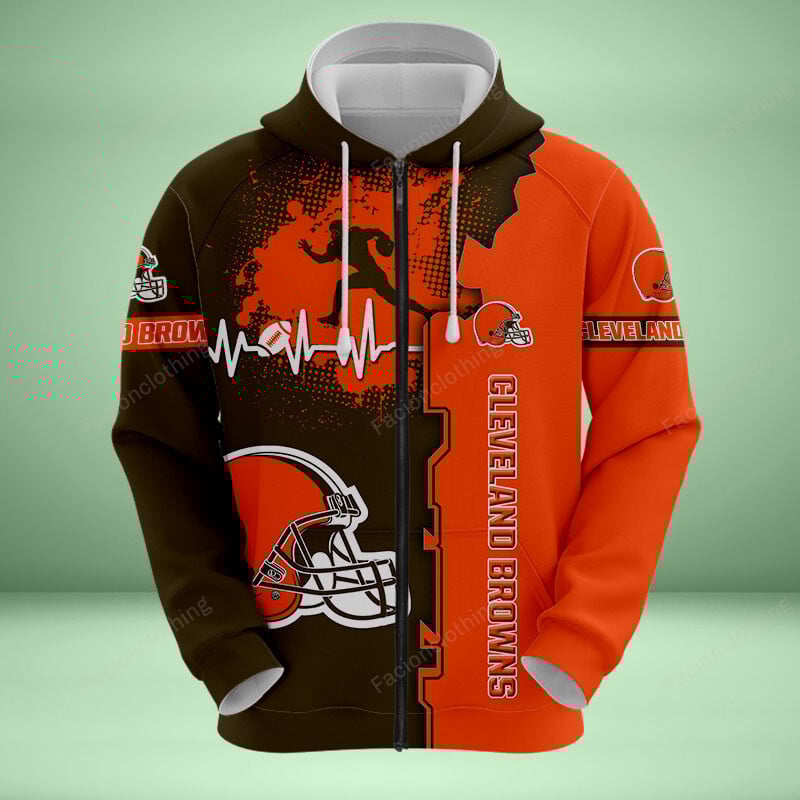 Sportswearmerch Cleveland Browns NFL Personalized Zip Hoodie For Fan