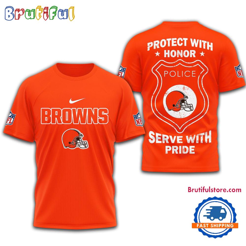 Sportswearmerch Cleveland Browns NFL Protech With Honor Police Serve T-Shirt For Fan