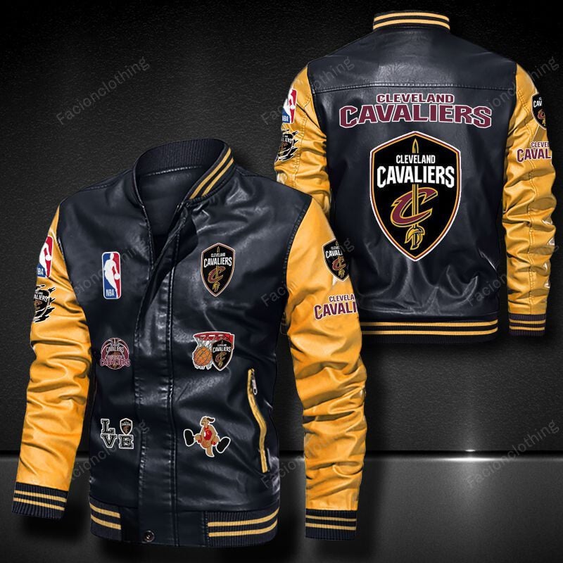 Sportswearmerch Cleveland Cavaliers NBA Personalized Leather Bomber For Fan