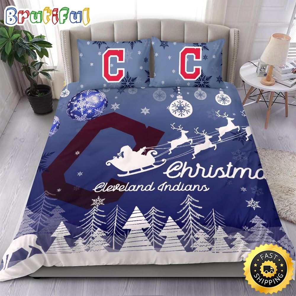 Sportswearmerch Cleveland Indians MLB Christmas Bedding Sets For Fan