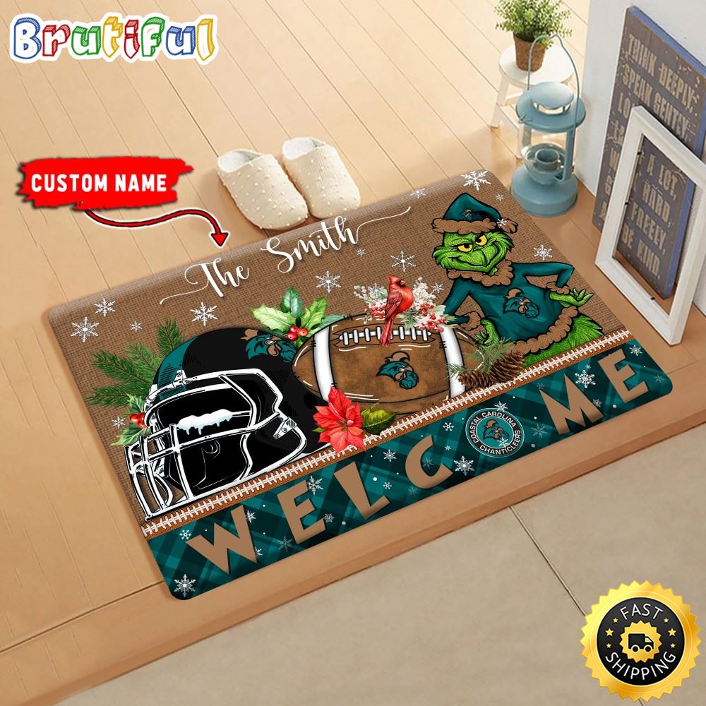 Sportswearmerch Coastal Carolina Chanticleers NCAA Grinch Christmas Doormat For Fan