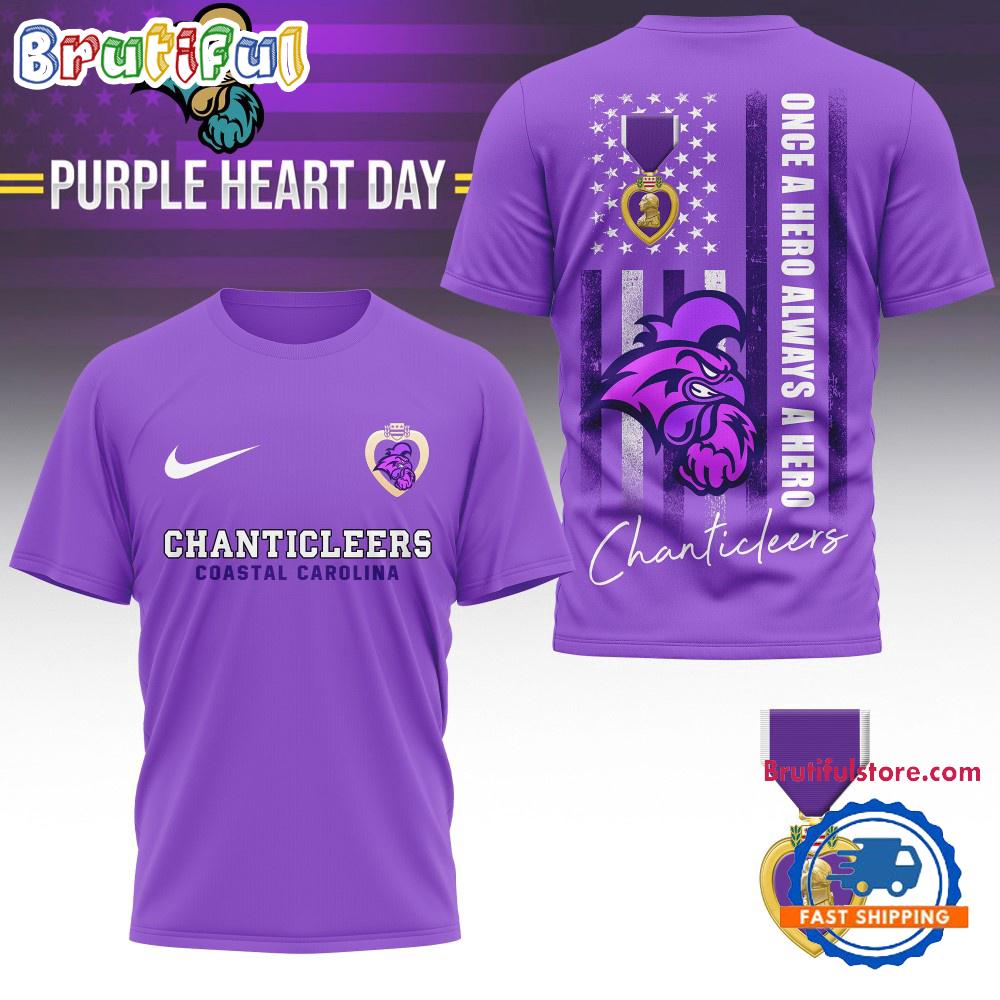 Sportswearmerch Coastal Carolina Chanticleers NCAA National Purple Heart Day T-shirt For Fan