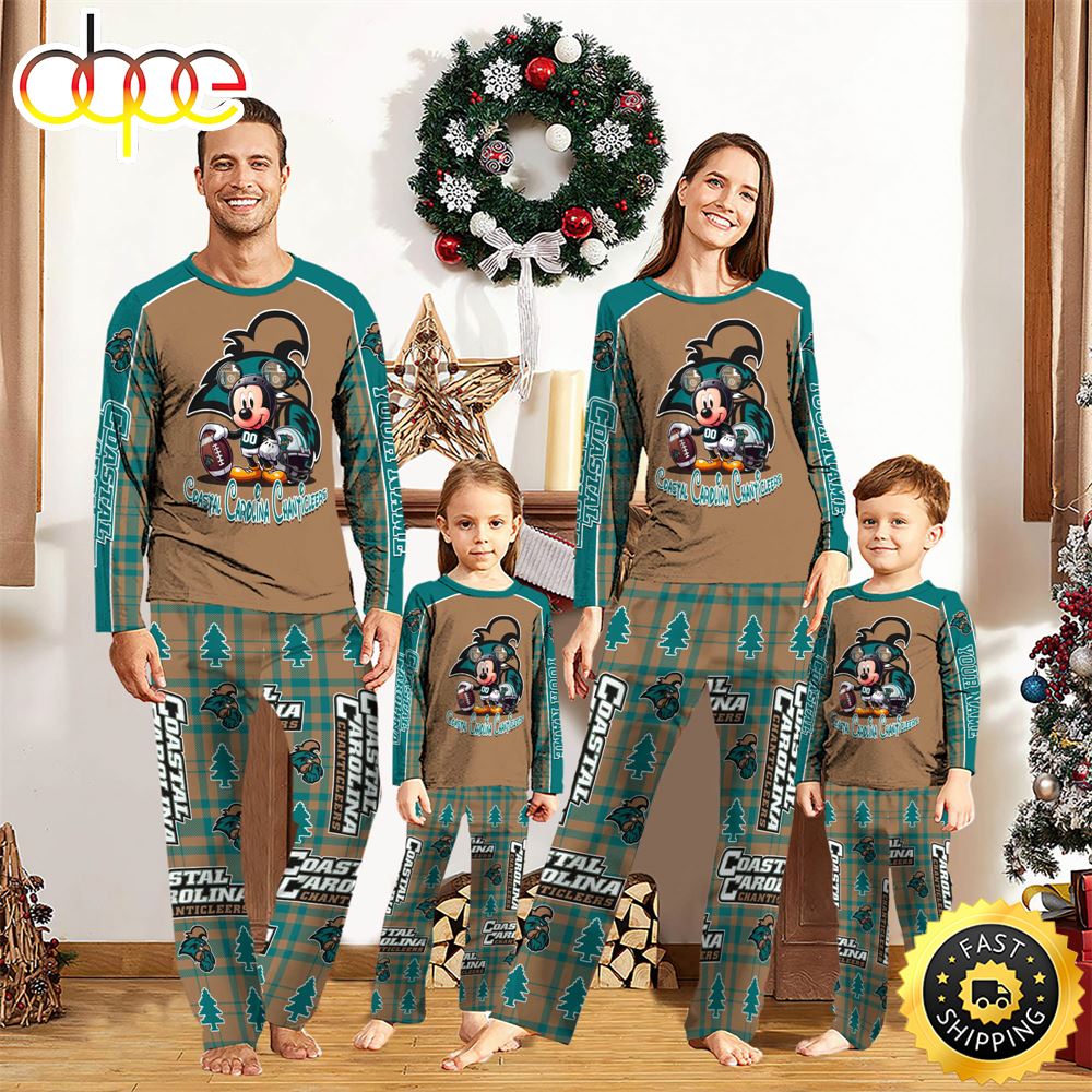 Sportswearmerch Coastal Carolina Chanticleers NCAA x Mickey Mouse Personalized Pajamas Family For Fan