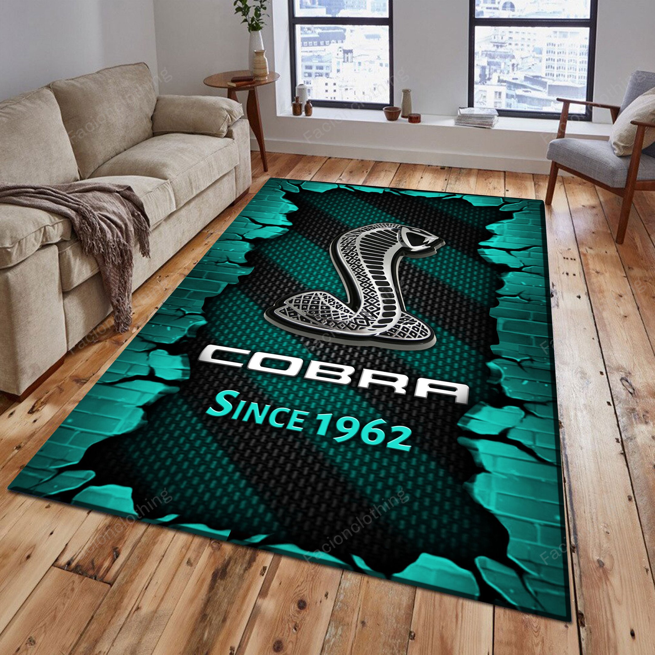 Sportswearmerch Cobra Car Personalized Rug For Fan