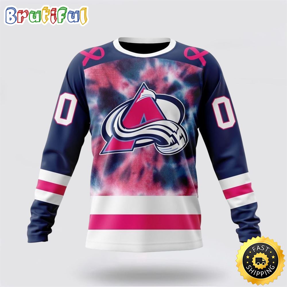 Sportswearmerch Colorado Avalanche NHL Crewneck Pink October Fight Breast Cancer Personalized Sweater For Fan