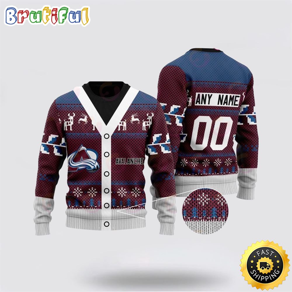 Sportswearmerch Colorado Avalanche NHL Elk Pattern Personalized Christmas Sweater For Fan