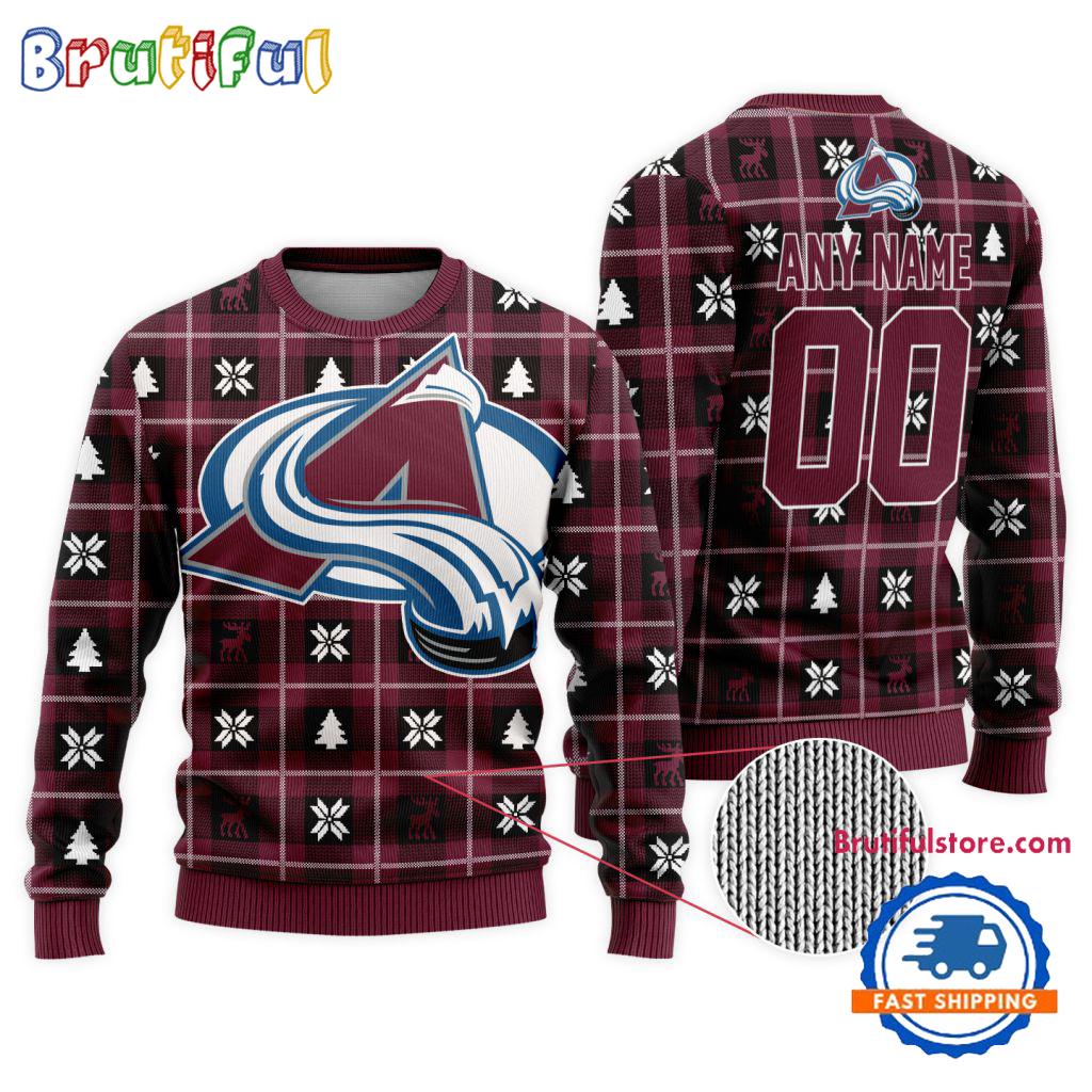 Sportswearmerch Colorado Avalanche NHL Personalized Snow Tree Ugly Christmas Sweater For Fan