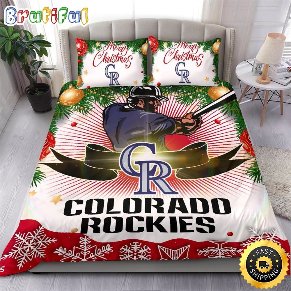 Sportswearmerch Colorado Rockies MLB Christmas Bedding Sets Merry For Fan