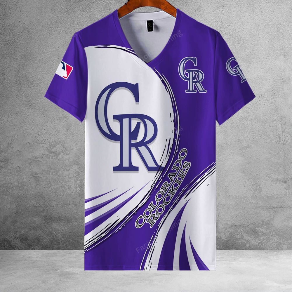 Sportswearmerch Colorado Rockies MLB Personalized V-neck Women T-shirt For Fan