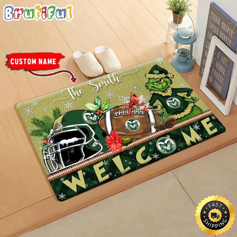 Sportswearmerch Colorado State Rams NCAA Grinch Christmas Doormat For Fan