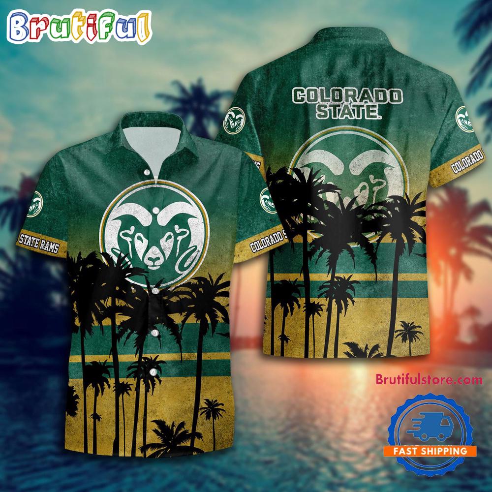 Sportswearmerch Colorado State Rams Palm Tree Summer Beach Personalized Hawaiian Shirt For Fan